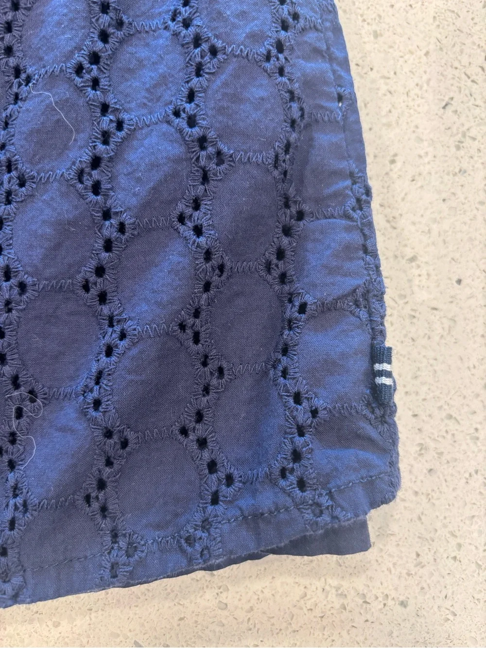 Nautica Girls Navy Eyelet Ruffle Off-Shoulder Dress, Size 7
